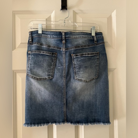 Rocks & Indigo denim mini skirt patch work 80s sequins frayed raw hem 10/29 - Picture 5 of 5